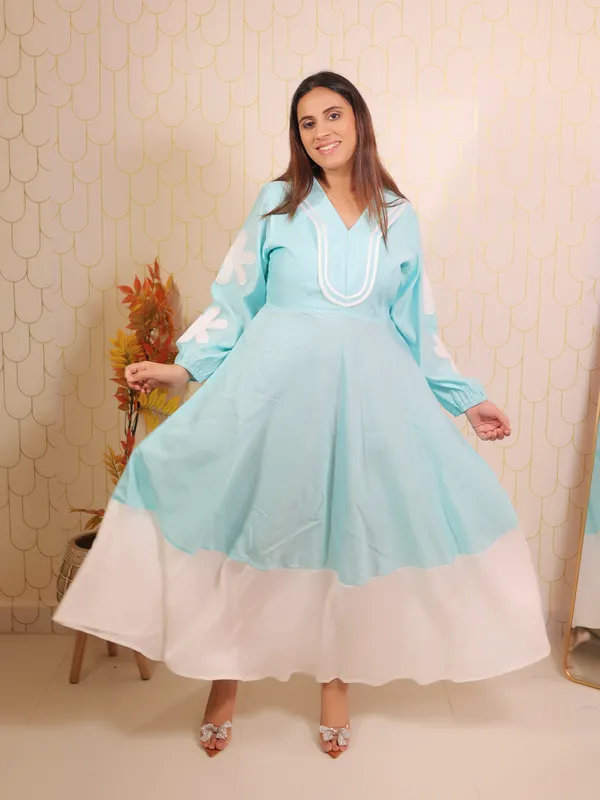 Flower_Dress_Sky_Blue_Cotton